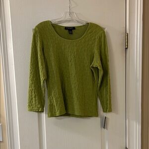 RAFAEL Green Textured Long Sleeve Top